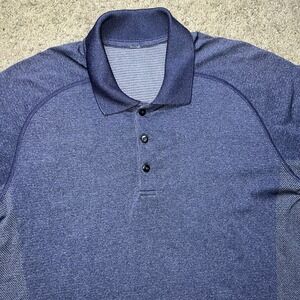 Lululemon Metal Vent Tech Polo Shirt Mens L Large Blue Short Sleeve Athleisure